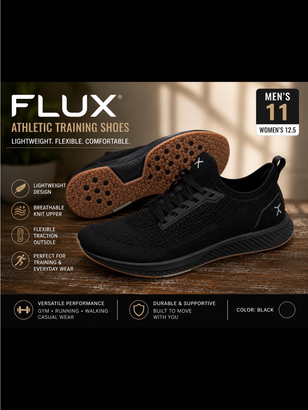 Flux Black Athletic Training Shoes Men’s Size 11